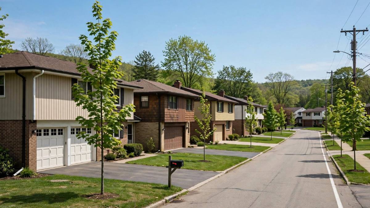 Split-level homes on a mid-century Derry Township street in Hershey, where pros replace aging water service lines