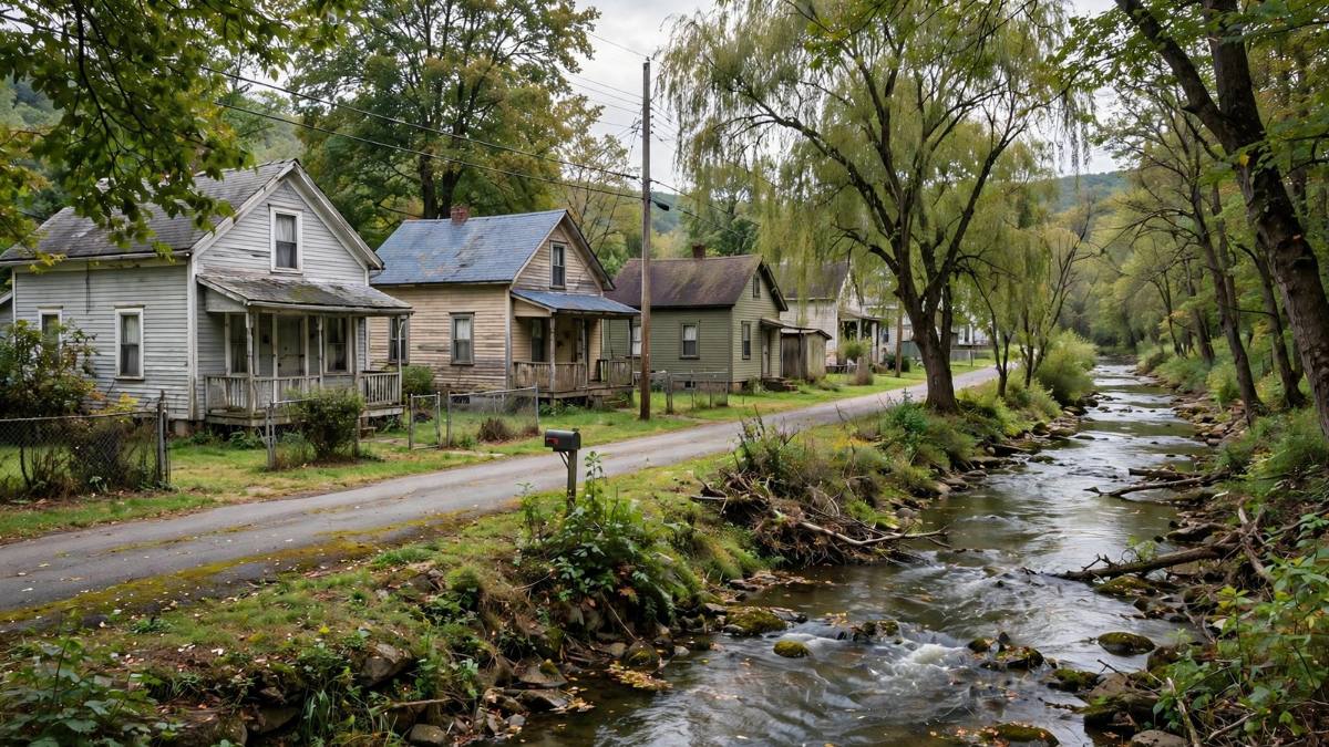 Small older homes in Swatara Station near Swatara Creek, where pros replace lines in the old railroad village