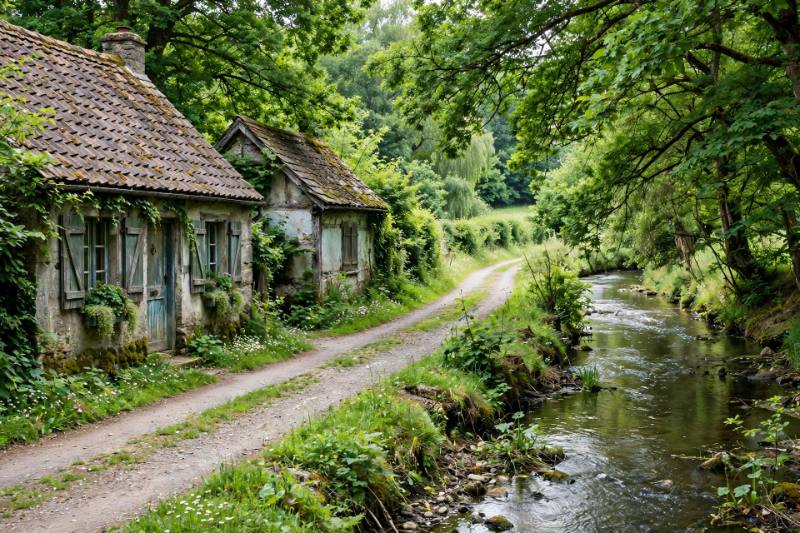 Cottages on a leafy lane by Swatara Creek in Hershey